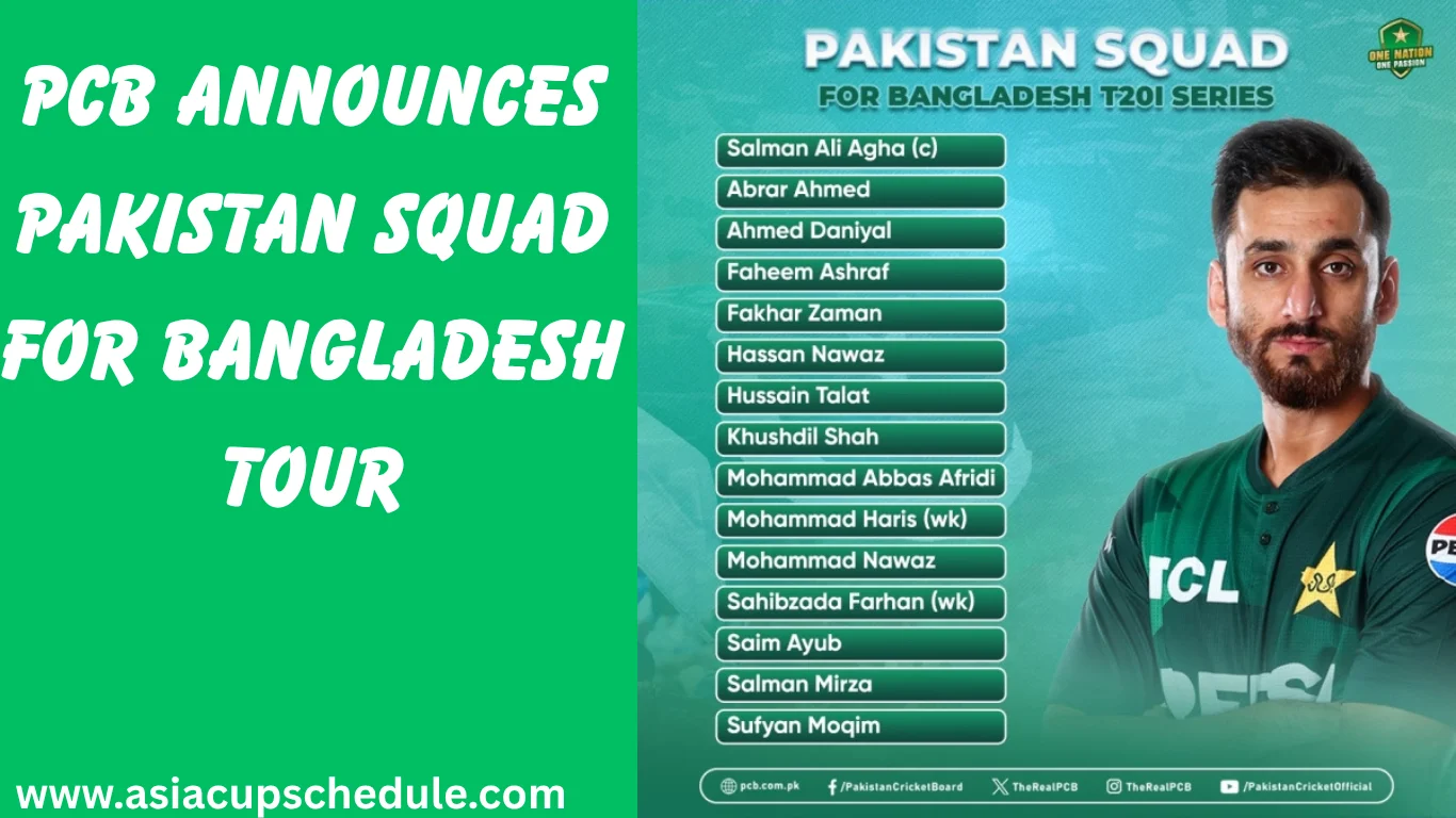 PCB announces Pakistan squad for Bangladesh series amid Asia Cup 2025 preparation 1 Pakistan Squad for Bangladesh tour